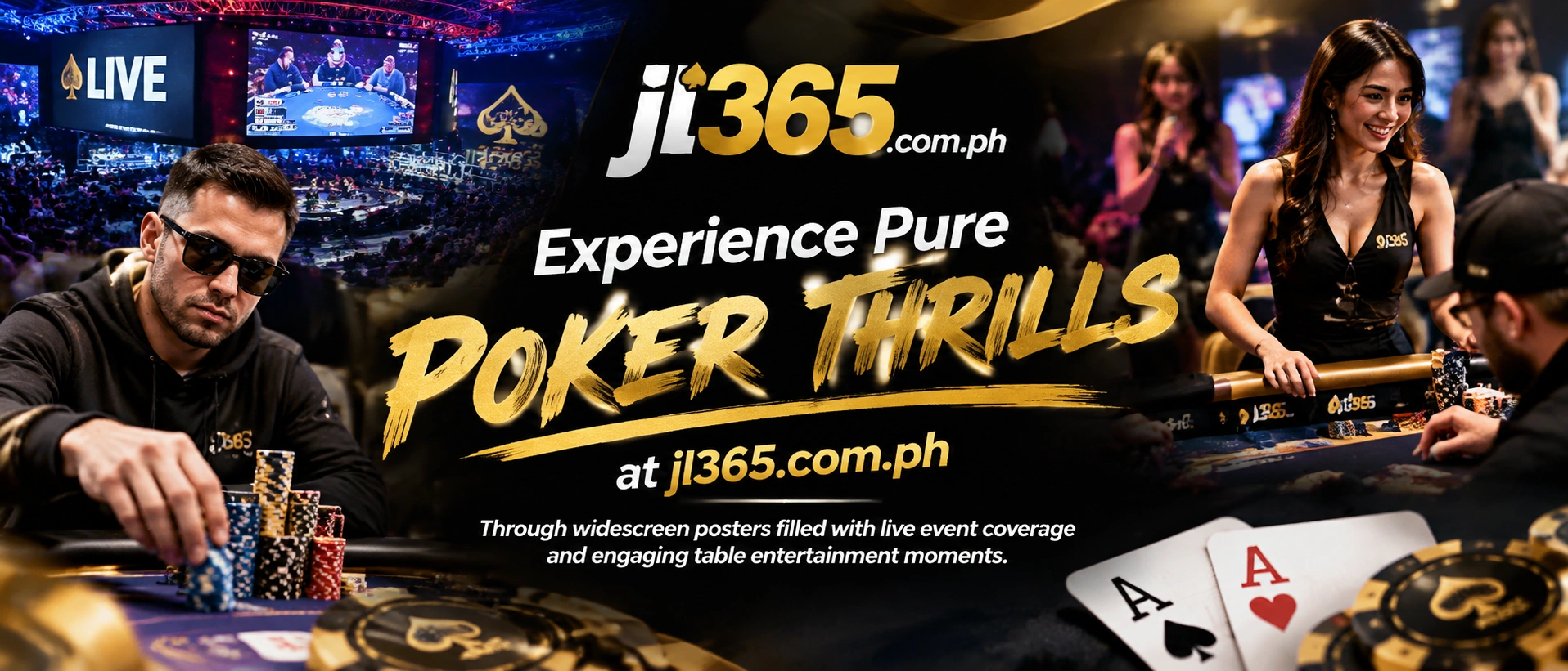 Poker action banner for mobile and desktop players